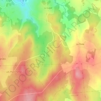 Mappa topografica Château de Montintin, altitudine, rilievo