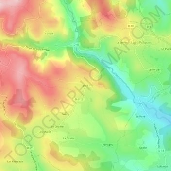 Mappa topografica Lucé, altitudine, rilievo