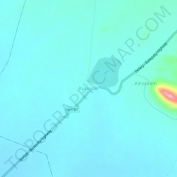 Mappa topografica Kuruvalli, altitudine, rilievo