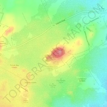 Mappa topografica Puʻuhonuaʻula, altitudine, rilievo