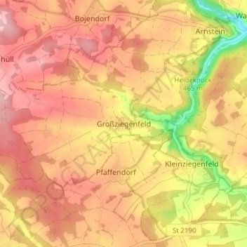 Mappa topografica Großziegenfeld, altitudine, rilievo