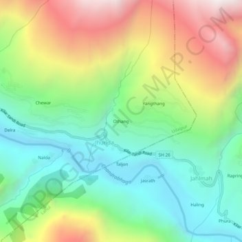 Mappa topografica Othang, altitudine, rilievo