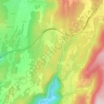Mappa topografica Coiron, altitudine, rilievo