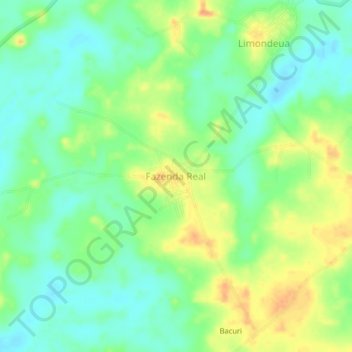Mappa topografica Fazenda Real, altitudine, rilievo