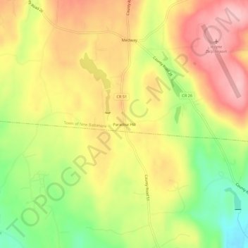 Mappa topografica Paradise Hill, altitudine, rilievo