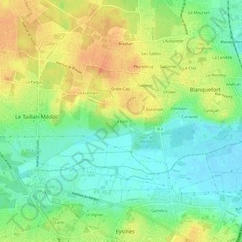 Mappa topografica Le Lout, altitudine, rilievo