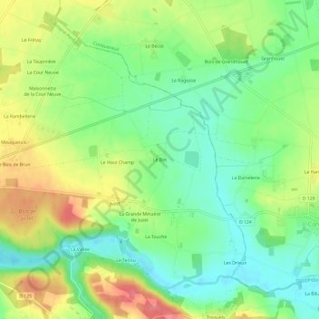Mappa topografica Le Bot, altitudine, rilievo