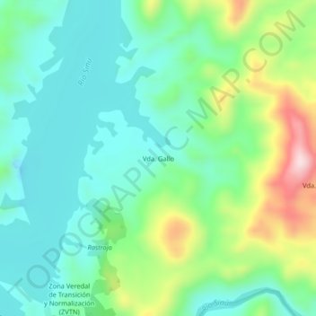 Mappa topografica Vda. Gallo, altitudine, rilievo