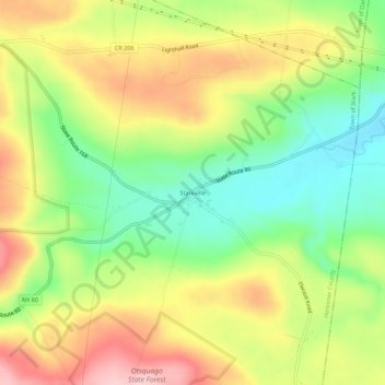 Mappa topografica Starkville, altitudine, rilievo