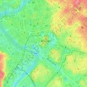 Mappa topografica Capitoline Hill, altitudine, rilievo