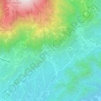 Mappa topografica Santo Stefano, altitudine, rilievo