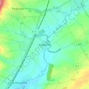Mappa topografica Hasperde, altitudine, rilievo