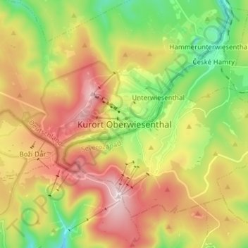 Mappa topografica Kurort Oberwiesenthal, altitudine, rilievo