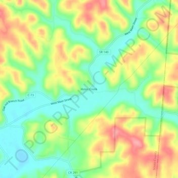 Mappa topografica Hales Creek, altitudine, rilievo