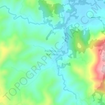 Mappa topografica Pocinhos do Rio Verde, altitudine, rilievo