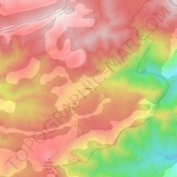 Mappa topografica Fredes, altitudine, rilievo