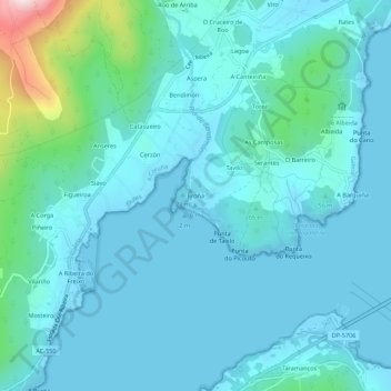 Mappa topografica Broña, altitudine, rilievo