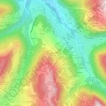 Mappa topografica La Mouille, altitudine, rilievo