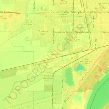 Mappa topografica Hulbert, altitudine, rilievo