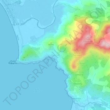 Mappa topografica Tiuccia, altitudine, rilievo
