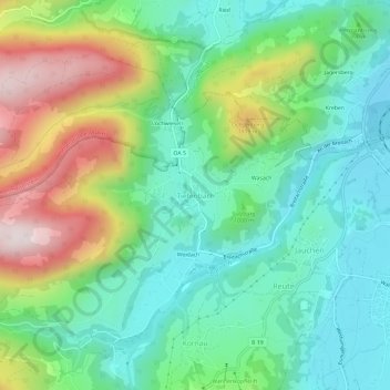 Mappa topografica Tiefenbach, altitudine, rilievo