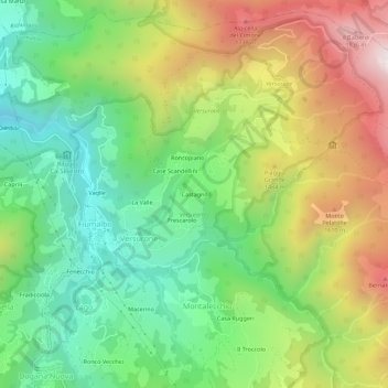 Mappa topografica Castagno, altitudine, rilievo