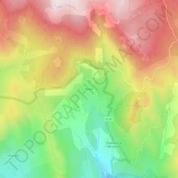 Mappa topografica Finiels, altitudine, rilievo