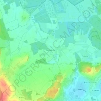 Mappa topografica Sattenbeuren, altitudine, rilievo
