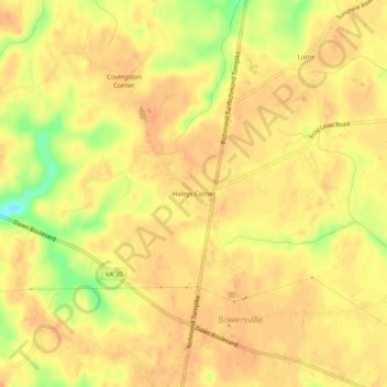 Mappa topografica Haleys Corner, altitudine, rilievo