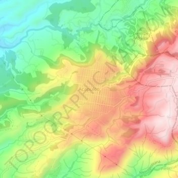Mappa topografica Acapulco, altitudine, rilievo