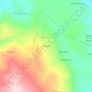 Mappa topografica Chancani, altitudine, rilievo