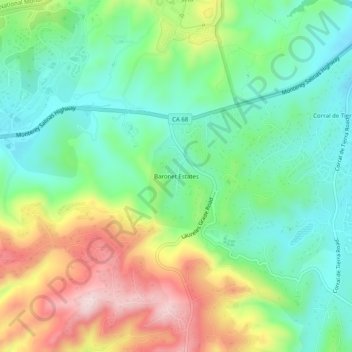 Mappa topografica Baronet Estates, altitudine, rilievo
