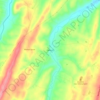 Mappa topografica Oakland, altitudine, rilievo
