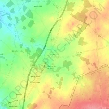 Mappa topografica Les Chirons, altitudine, rilievo
