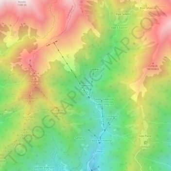 Mappa topografica Montata, altitudine, rilievo