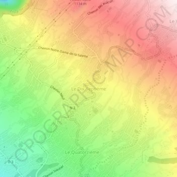 Mappa topografica Le Dix-Septième, altitudine, rilievo