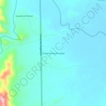 Mappa topografica Guasimal Guadualeja, altitudine, rilievo