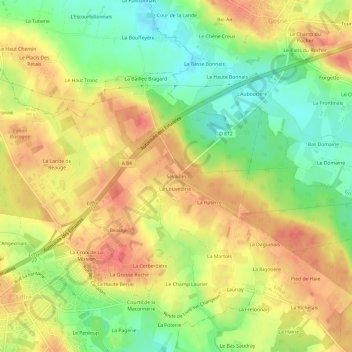 Mappa topografica Sévailles, altitudine, rilievo