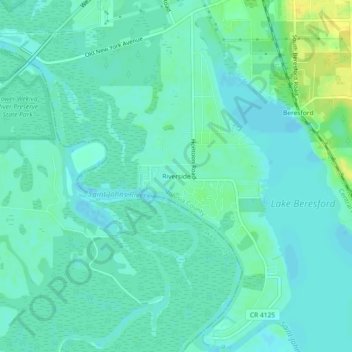 Mappa topografica Riverside, altitudine, rilievo
