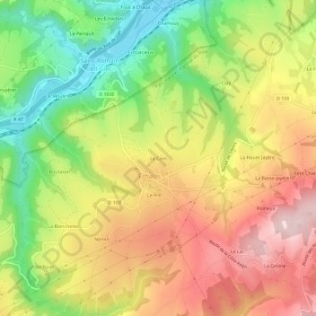 Mappa topografica Le Coin, altitudine, rilievo