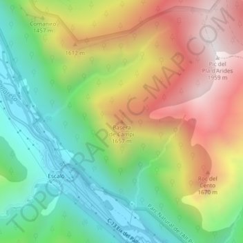 Mappa topografica Basera de Campí, altitudine, rilievo