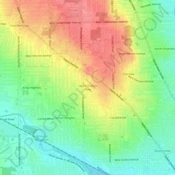 Mappa topografica Upper Dayton View, altitudine, rilievo