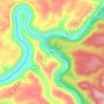 Mappa topografica Curtin, altitudine, rilievo