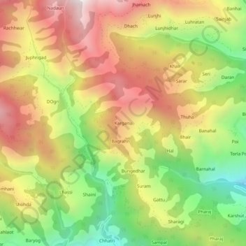 Mappa topografica Karganu, altitudine, rilievo