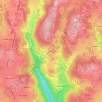Mappa topografica Cubelle, altitudine, rilievo
