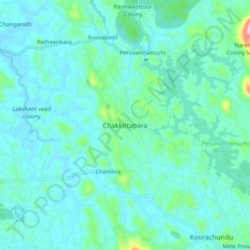 Mappa topografica Chakkittapara, altitudine, rilievo