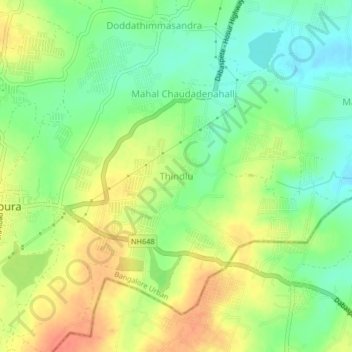 Mappa topografica Thindlu, altitudine, rilievo