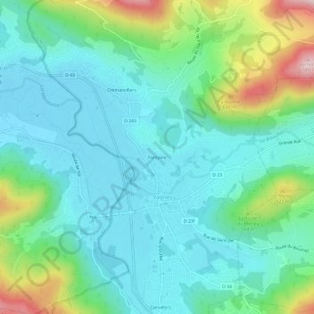 Mappa topografica Fontaine, altitudine, rilievo