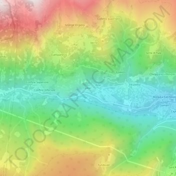Mappa topografica Villar, altitudine, rilievo