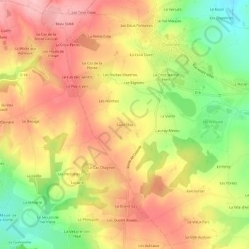 Mappa topografica Saint-Thia, altitudine, rilievo
